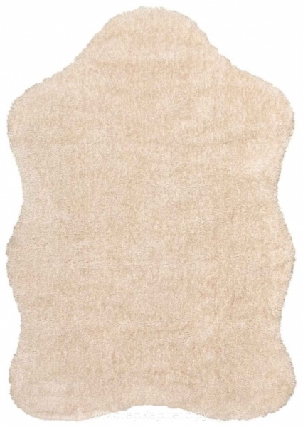 Бежевый ковер с длинным ворсом без рисунка Шкуры