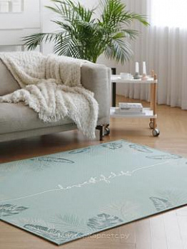 Зеленый ковер с рисунком листьев Aloha