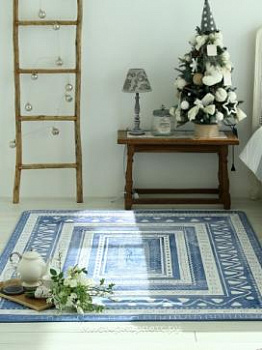 Синий ковер с коротким ворсом Ethnic