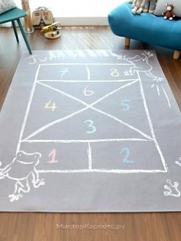 Детский ковер с рисунком классики DTP, серый