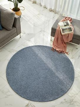 Сине-серый круглый ковер с коротким ворсом Silex