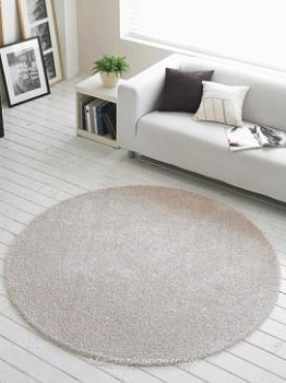 Бежевый круглый ворсовый ковер Tivo