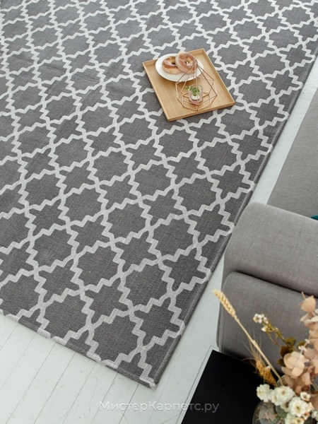 Ковер без ворса с узором Plaka, хаки