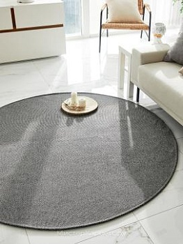 Круглый ковер с имитацией сизаля цвета серый хаки Plrattan