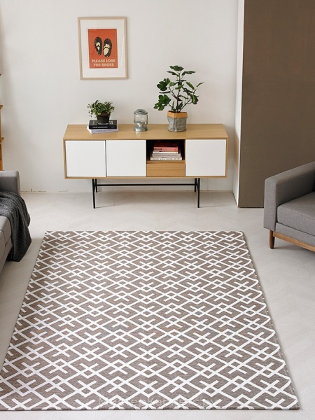 Ковер без ворса с геометрическим узором Plrattan, коричневый