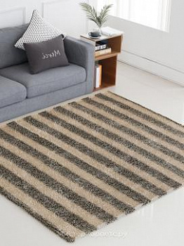 Бежевый ковер шегги в полоску Tono