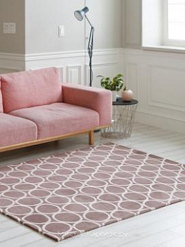 Коричневый ковер с белыми кругами Leline