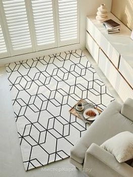 Белый ковер с рисунком Nordic Cube