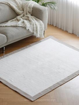 Бело-бежевый хлопковый ковер Compass