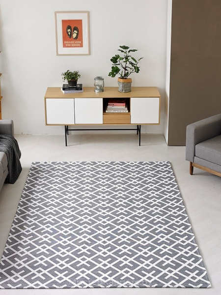 Ковер без ворса с геометрическим узором Plrattan, серый