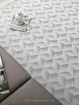 Ковер без ворса с геометрическим рисунком Plaka, серый