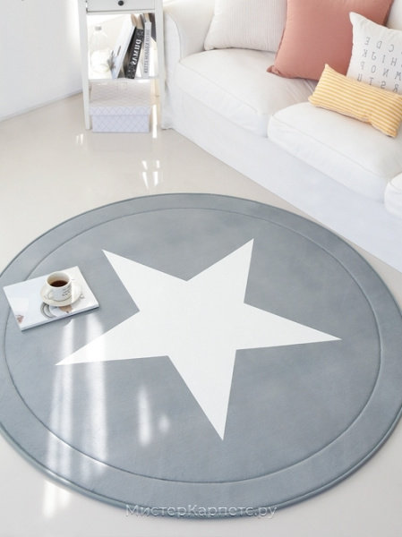 Серый ковер с пеной памяти формы One Star