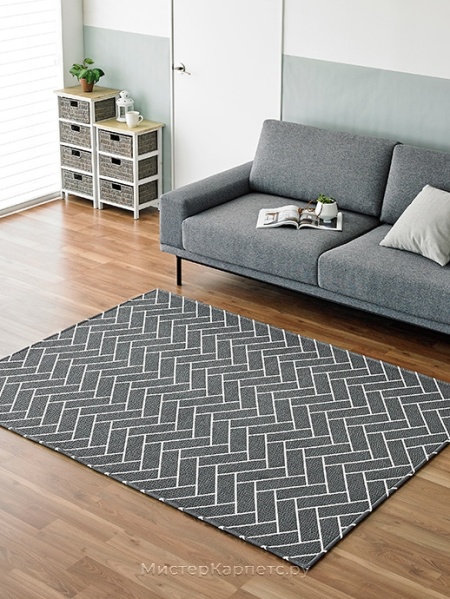 Серый безворсовый ковер Ripple