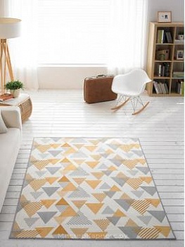 Ковер с коротким ворсом и узором Елочки Oslo, желтый