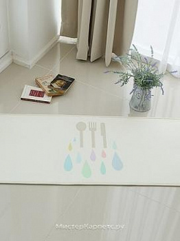 Белый коврик с рисунком капель Splash