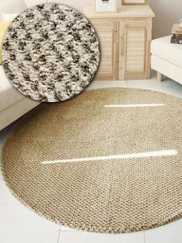 Круглый бежевый ковер с ворсом Honey Bee
