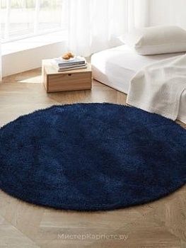 Круглый синий ковер с ворсом шегги Ritz