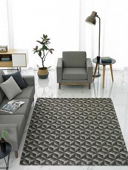 Ковер без ворса с геометрическим рисунком Plaka, коричневый