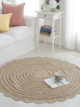 Коричневый круглый ковер Crochet