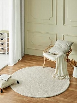 Светло-бежевый круглый ковер с коротким ворсом Silex