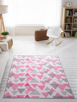 Ковер с коротким ворсом и узором Елочки Oslo, розовый