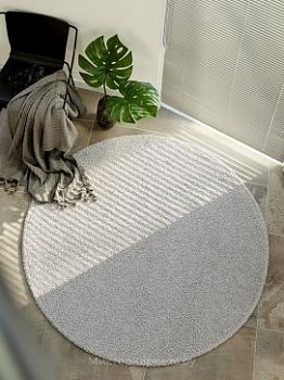 Серый круглый ковер с коротким ворсом Silex