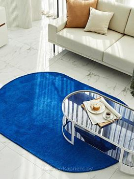Овальный синий ковер с коротким ворсом Century