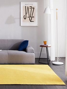 Желтый моющийся ковер с коротким ворсом Washy