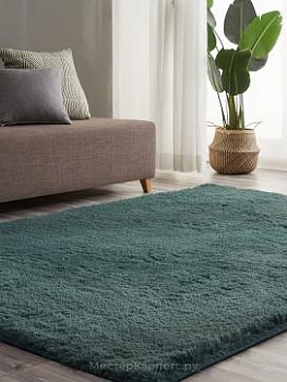 Зеленый однотонный ковер с мягким ворсом Softy