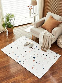 Белый ковер без ворса с рисунком Terrazzo