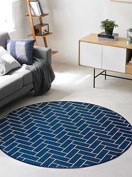 Круглый темно-синий ковер с рисунком Bellatrix