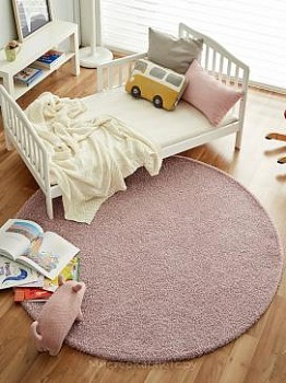 Круглый розовый ковер с коротким ворсом Silex