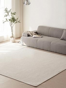 Однотонный стираемый ковер Washy, слоновая кость