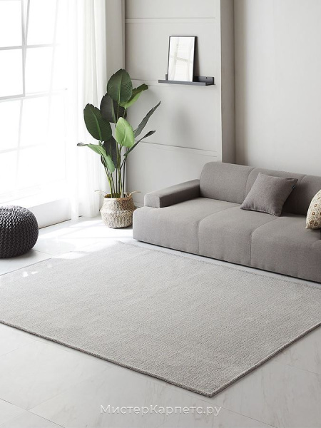 Серый ворсовый ковер без рисунка Sunday
