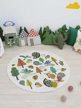 Белый круглый ковер с рисунком Anm