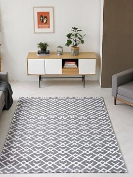 Ковер без ворса с геометрическим узором Plrattan, серый