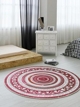 Круглый ковер красного цвета Ethnic