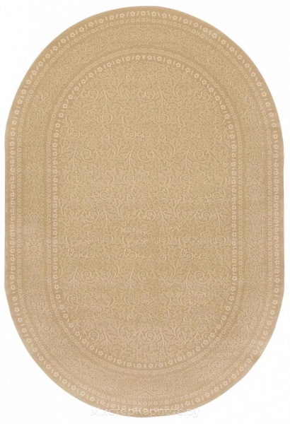 Овальный класический бежевый ковер со средним ворсом Эверест
