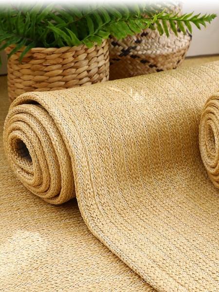 Бежевый безворсовый ковер с имитацией ротанга Capri