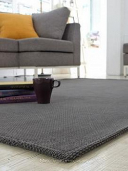 Безворсовый темно-серый ковер Cottage, хлопок