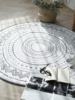 Круглый белый ковер с орнаментом Absolute