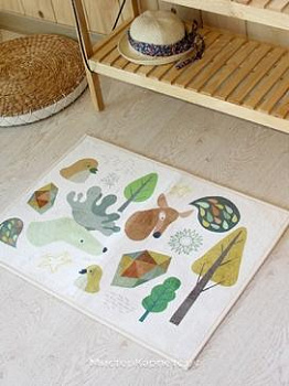 Белый коврик с рисунком Animalstori