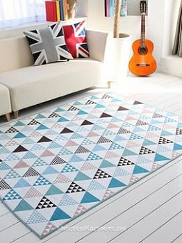 Синий коротковорсный ковер Granny