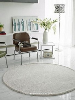 Бежевый круглый ковер с коротким ворсом Stucco