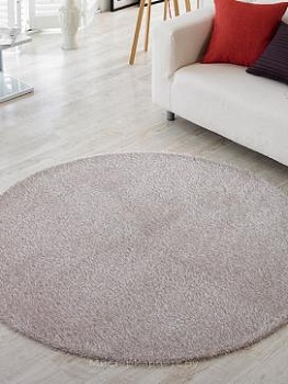 Круглый бежевый ворсовый ковер Cliff