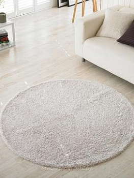 Круглый бежевый ворсовый ковер Tivolin