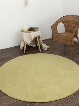 Оливково-зеленый круглый ковер с коротким ворсом Solid
