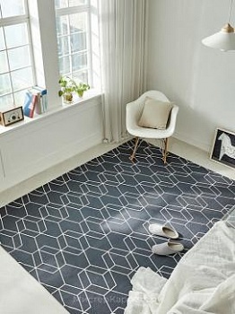 Черный с геометрическим узором ковер без ворса Ripple